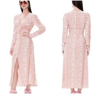 AFRM Pink Snakeskin Long Sleeve Maxi Dress XS